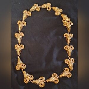 Source Unknown Gold Ram-Head Link Necklace